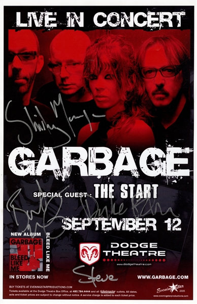 Garbage 2005 Autographed 11 x 17 Poster September 12 Dodge Theatre With COA