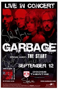 Garbage 2005 Autographed 11 x 17 Poster September 12 Dodge Theatre With COA