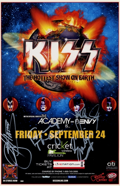 KISS 2010 Autographed 11 x 17 Poster September 14 Cricket Wireless Pavilion With COA