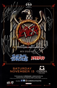 Slayer 2014 Autographed 11 x 17 Poster November 15 Comerica Theatre With COA