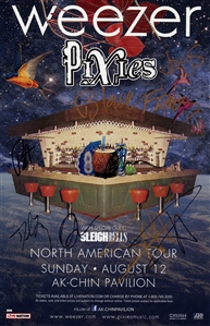 Weezer + The Pixies 2018 Autographed 11 x 17 Poster August 12 AK Chin Pavilion With COA