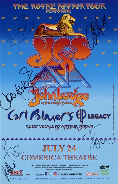 Yes + Asia + John Lodge 2019 Autographed 11 x 17 Poster July 24 Comerica Theatre With COA
