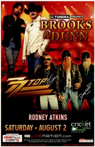 ZZ Top 2008 Autographed 11 x 17 Poster August 2 Cricket Wireless Pavilion With COA