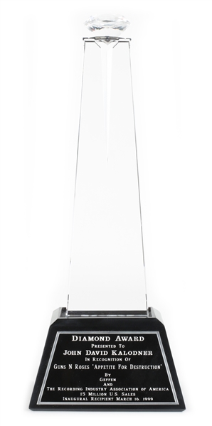 Guns N Roses 1987 Appetite for Destruction RIAA Diamond Award Presented to John Koladner
