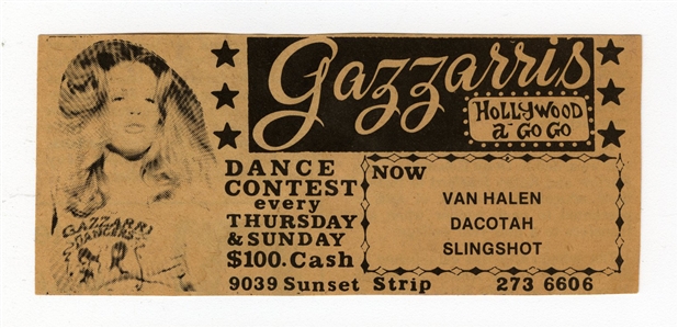 Van Halen 1974 Lot of 2 Gazzarri's Earliest Known Van Halen Advertisement Clippings With COA
