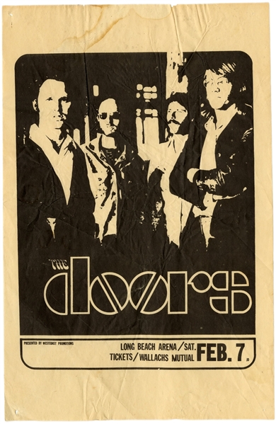 The Doors 1970 Long Beach Arena Concert Handbill With COA