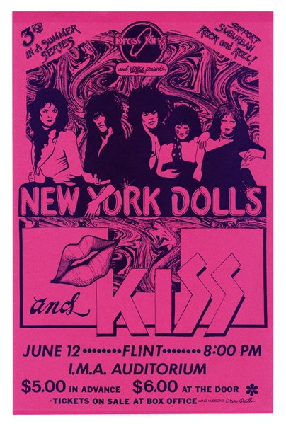 KISS 1974 Michigan New York Dolls Original Concert Poster