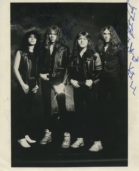 Metallica 1983-1986 Band Autographed 8 x 10 Black & White Photo With COA