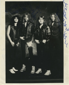 Metallica 1983-1986 Band Autographed 8 x 10 Black & White Photo With COA