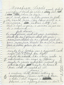 Prince 1982-1983 Handwritten Lyrics For Moonbeam Levels With COA