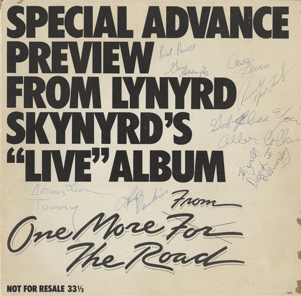Lynyrd Skynyrd 1976 Autographed 11x Special Advance Preview Live Album With COA