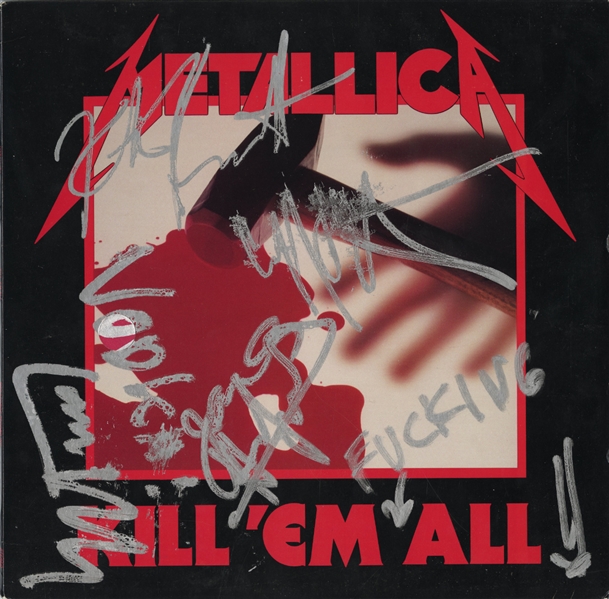 Metallica 1983 Band Autographed Kill Em All Album With COA