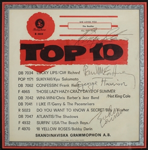 Beatles 1963 She Loves You/I'll Get You Fully Band Autographed Framed Swedish Single Sleeve With COA