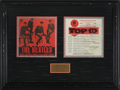 Beatles 1963 She Loves You/Ill Get You Fully Band Autographed Framed Swedish Single Sleeve With COA