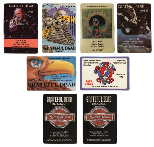 The Grateful Dead 1993-1995 Lot of 8 Unused Backstage Passes