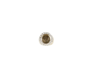Elvis Presley 1970s Owned & Worn 14K Yellow Gold & Diamond 24ct Gold Coin Pinky Ring