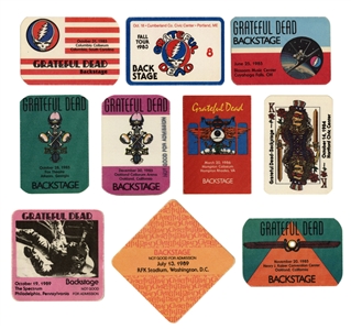 The Grateful Dead 1983-1986 Lot of 10 Unused Backstage Passes