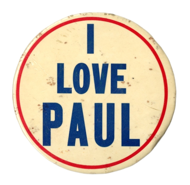 The Beatles 1960s I Love Paul 3 1/2" Button