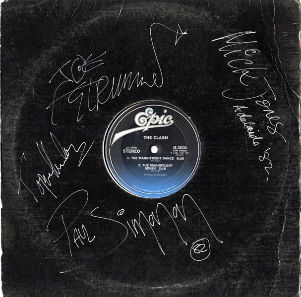 The Clash 1982 Australian Tour Fully Band Autographed The Magnificent Seven 12" With COA