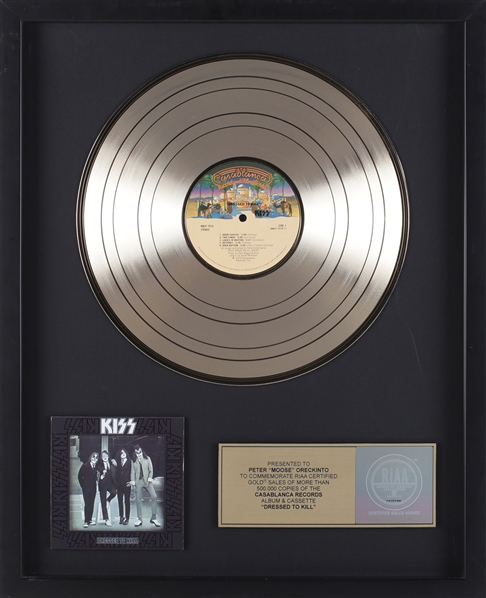 KISS Dressed To Kill RIAA Gold Record Award Presented to Peter ‘Moose’ Oreckinto With COA