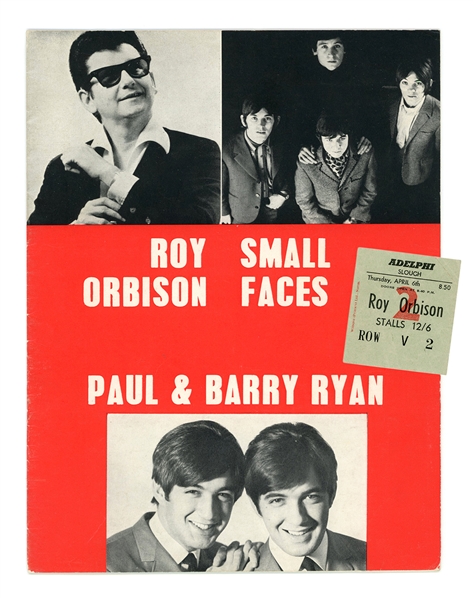 Roy Orbison 1967 Spring Tour with The Small Faces & Jeff Beck Cocnert Program & Ticket