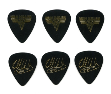 Edward Van Halen 1986 Lot of 3 Black & Gold 5150 Guitar Picks With COA