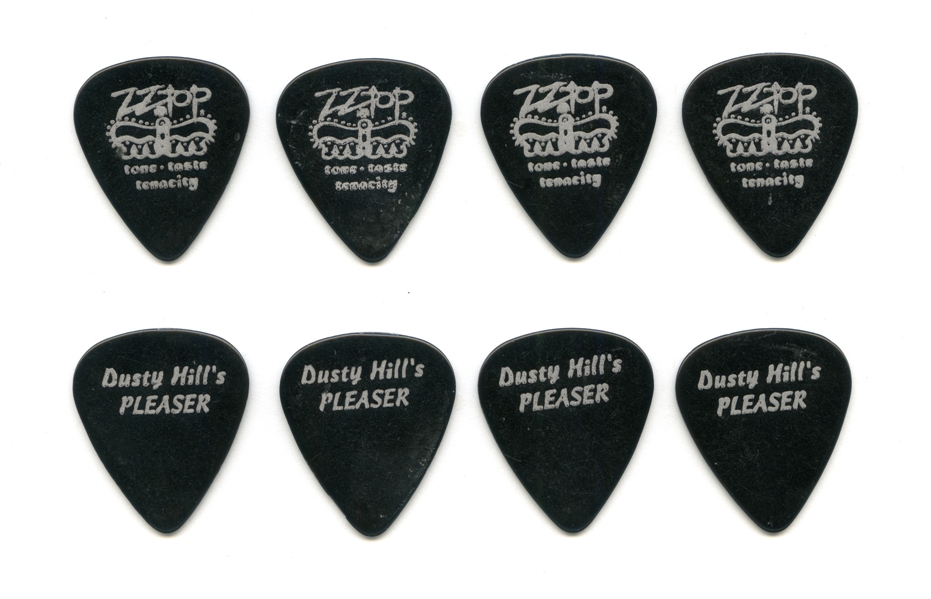 ZZ Top 2000s Lot of 4 Dusty Hill Guitar Picks With COA