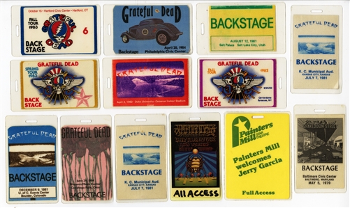 The Grateful Dead 1979-1984 Lot of 13 Backstage Passes With COA