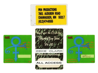 Prince 1984-1990s Passes & Luggage Tag Mixed Lot With COA