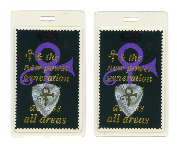 Prince 1993 Lot of 2 NPG Europe Guitar Tech Triple A Backstage Pass With COA