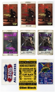Tim McGraw 1996-2005 Lot of 9 Backstage Passes With COA With COA