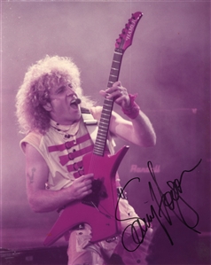 Sammy Hagar 1985 Autographed Sammy With Guitar 8 x 10 Photo With COA