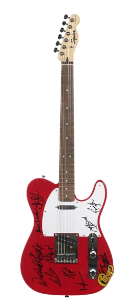 Chicago 2020s Band Signed Cherry Red Sparkle Squier Telecaster