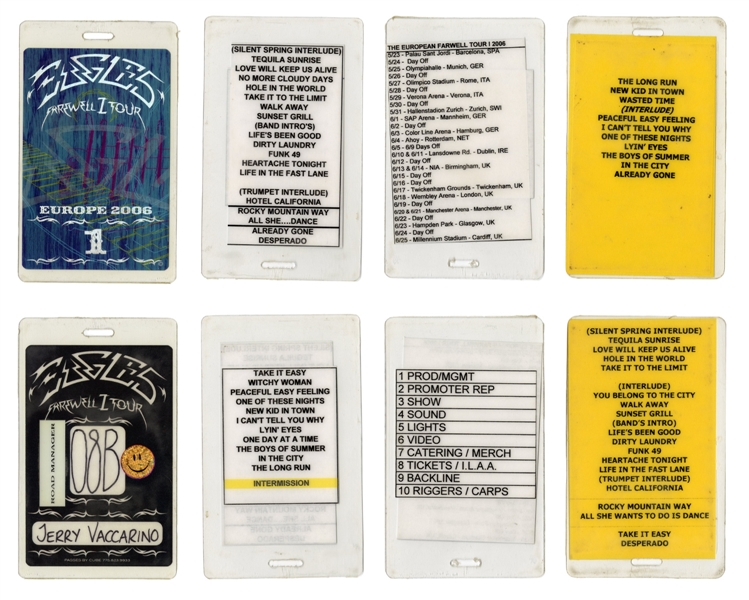 Eagles 2006 Farewell I European Tour Road Manager Laminate Lot