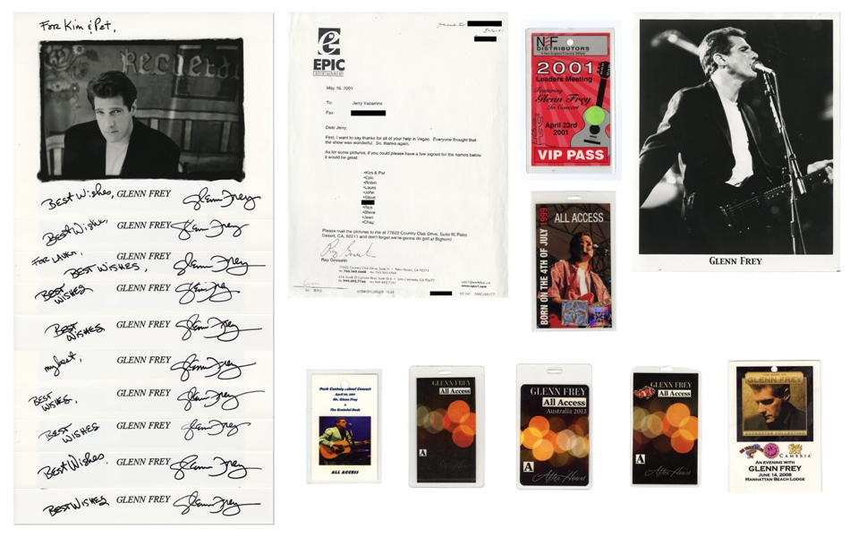 Glenn Frey 2001-2013 Autograph Collectors Lot With Passes