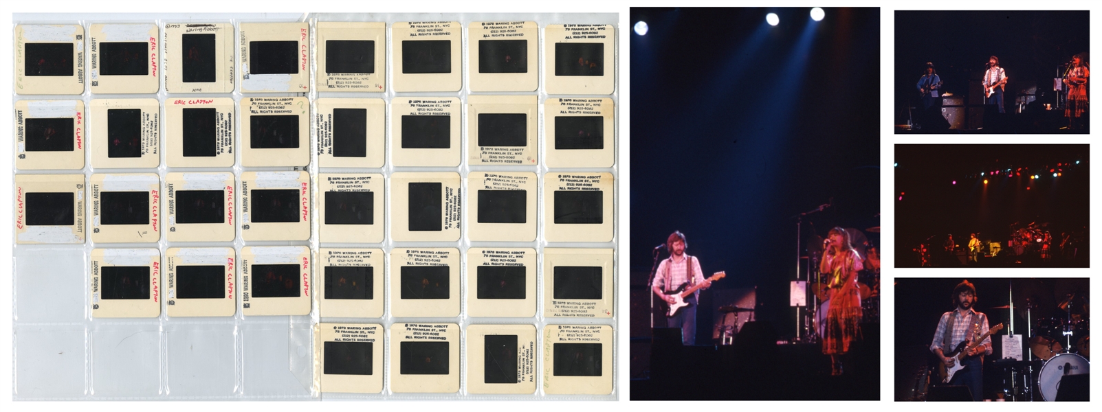 Eric Clapton & Linda Ronstadt 1978 Lot of 35 Color Slides Live In Concert With Transfer Rights