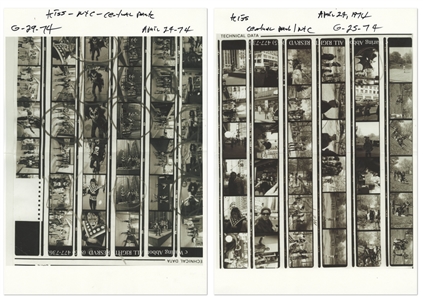KISS 1974 Lot of 3 Rare BW Contact Sheets & Partial Negatives of KISS On The Way To Central Park With Transfer Rights