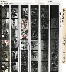 KISS 1974 Lot of 3 Rare BW Contact Sheets & Partial Negatives of KISS On The Way To Central Park With Transfer Rights