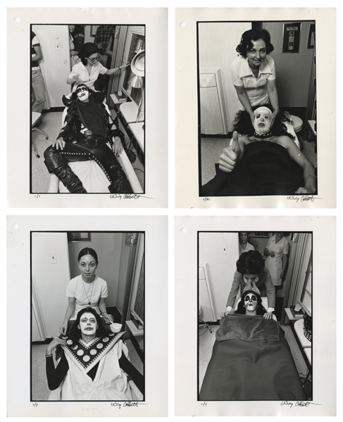 KISS 1974 Lot of 4 BW 8 x 10 Prints of KISS at The Georgette Klinger Salon