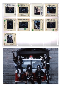KISS 1975 Lot of 9 Color Slides Of KISS at the Cadillac Fire Department With Transfer Rights