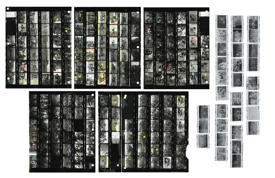 KISS 1975 Lot of 5 Very Rare BW Contact Sheets & Partial Negatives of KISS at Cadillac High School With Transfer Rights