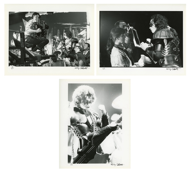 KISS 1981 Lot of 3 BW 8 x 10 Prints of Gene Simmons From The 1982 Video Shoot For "I"
