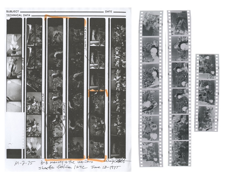 Bob Marley 1975 Lot of 15 BW Frames with Paper Contact Sheet Live at The Schaefer Music Festival With Transfer Rights