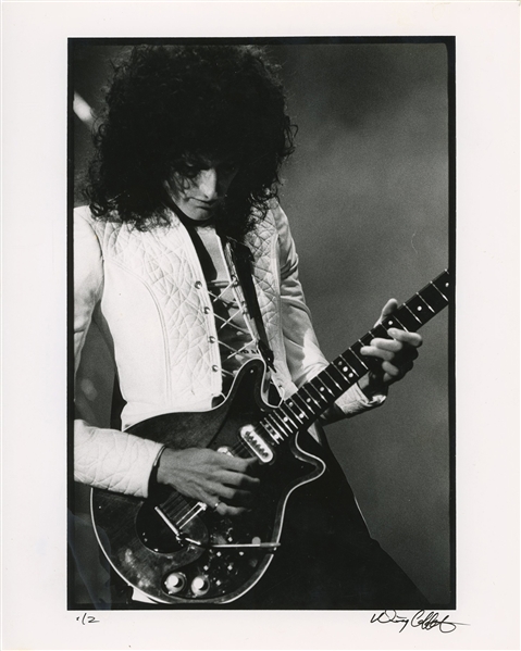 Queen 1977 Single BW 8 x 10 Print of Guitarist Brian May Looking Down