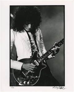 Queen 1977 Single BW 8 x 10 Print of Guitarist Brian May Looking Down