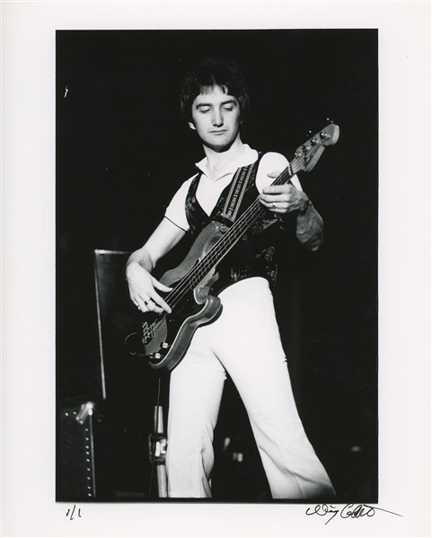 Queen 1977 Single BW 8 x 10 Print of John Deacon With Bass On Stage