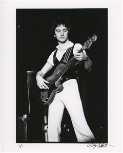 Queen 1977 Single BW 8 x 10 Print of John Deacon With Bass On Stage