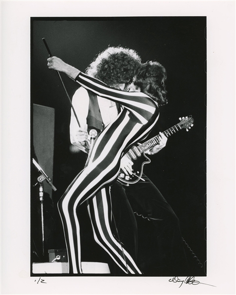 Queen 1977 Single BW 8 x 10 Print of Brian May & Freddie Mercury Together On Stage