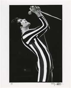 Queen 1977 Single BW 8 x 10 Print of Freddie Mercury With Raised Microphone