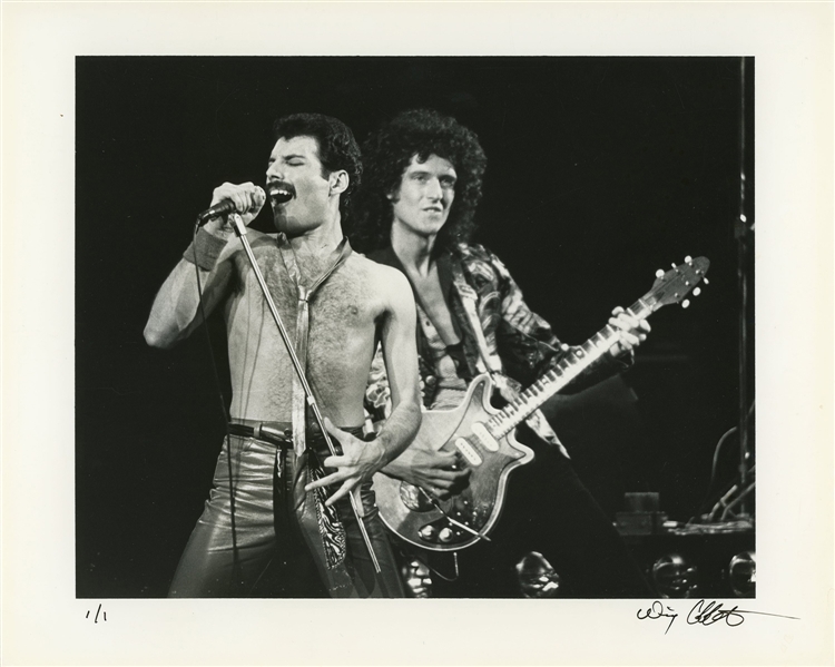 Queen 1980s Single BW 8 x 10 Print of Freddie Mercury & Brian May In Concert